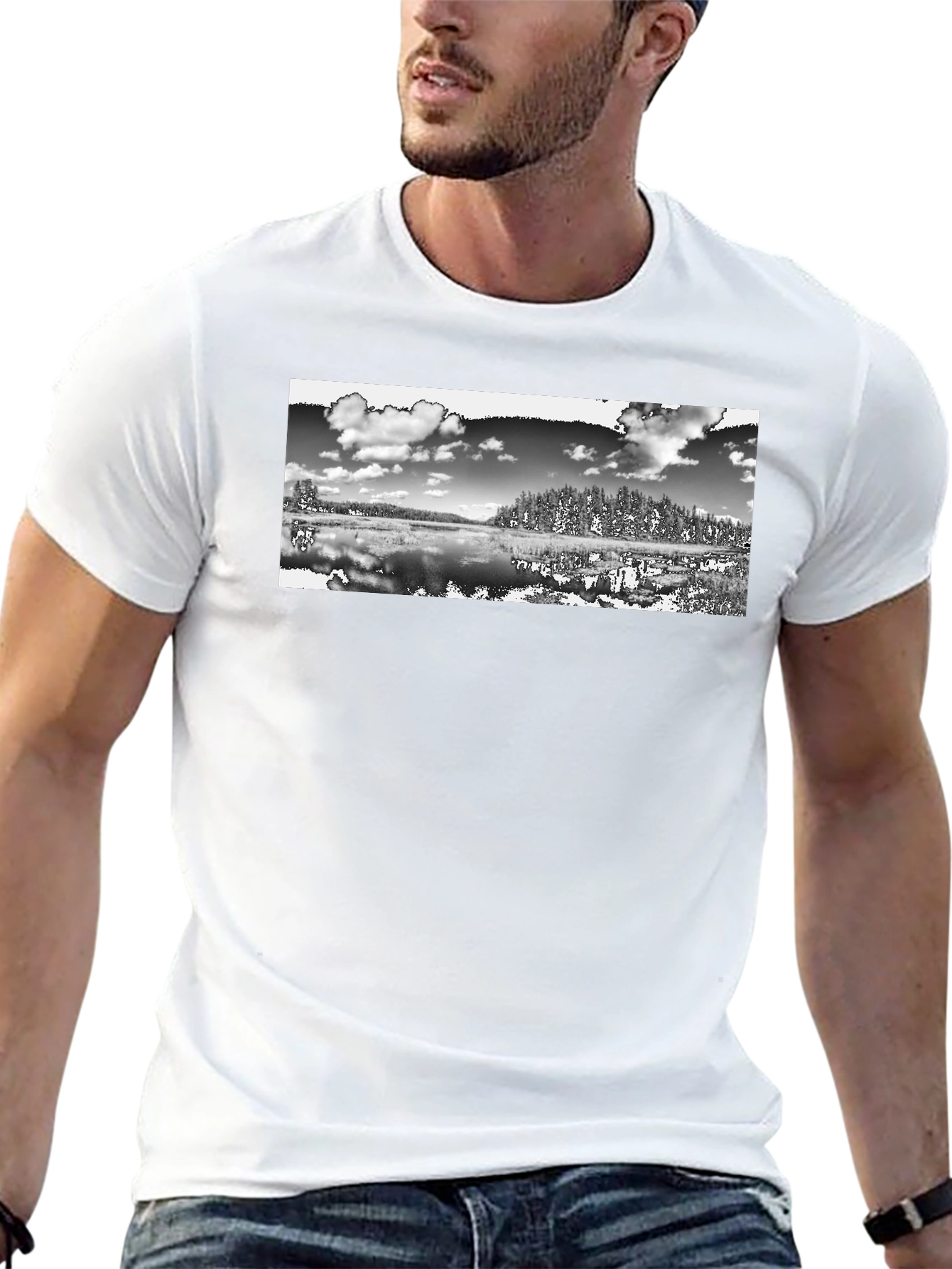 Monochrome Landscape Graphic T-Shirt