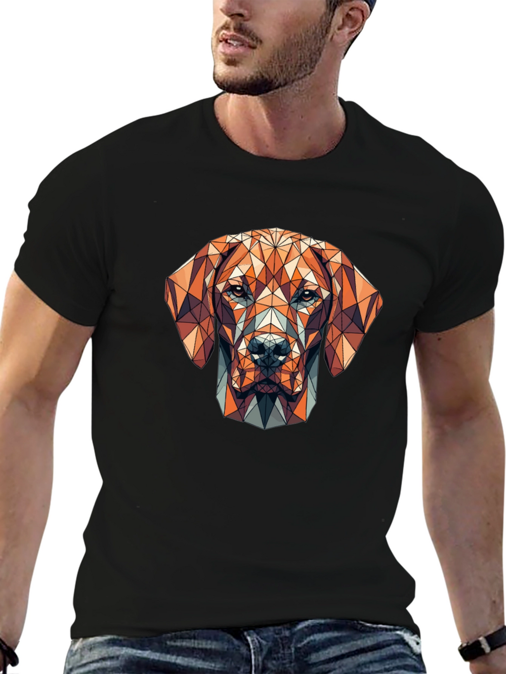 Geometric Dog Graphic T-Shirt