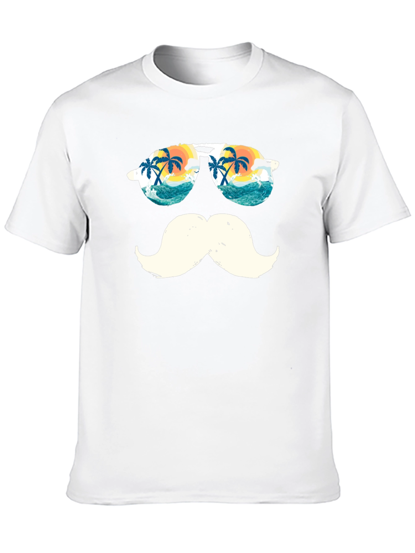 Tropical Mustache T-Shirt - Beach Sunglasses Design