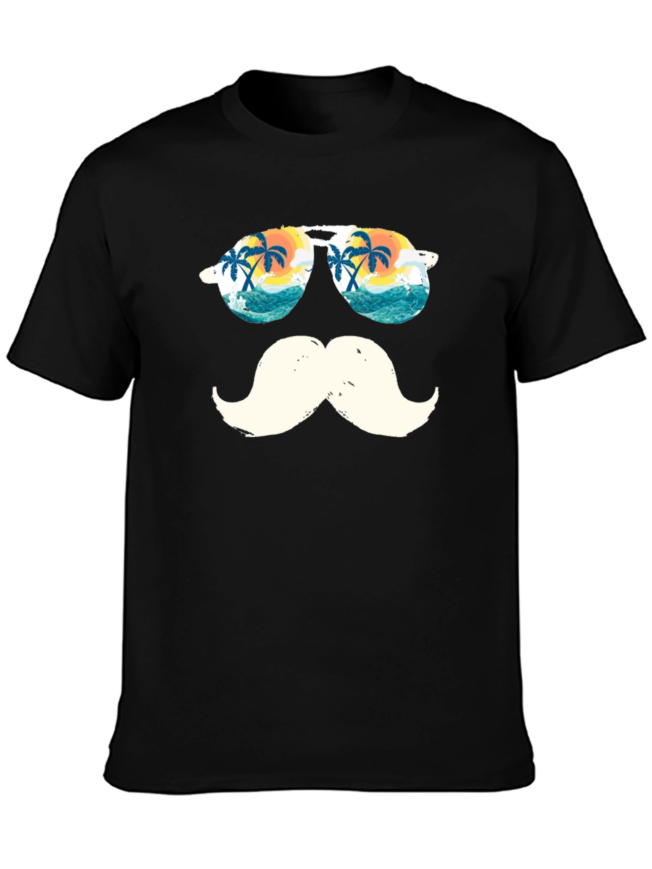 Tropical Mustache T-Shirt - Beach Sunglasses Design