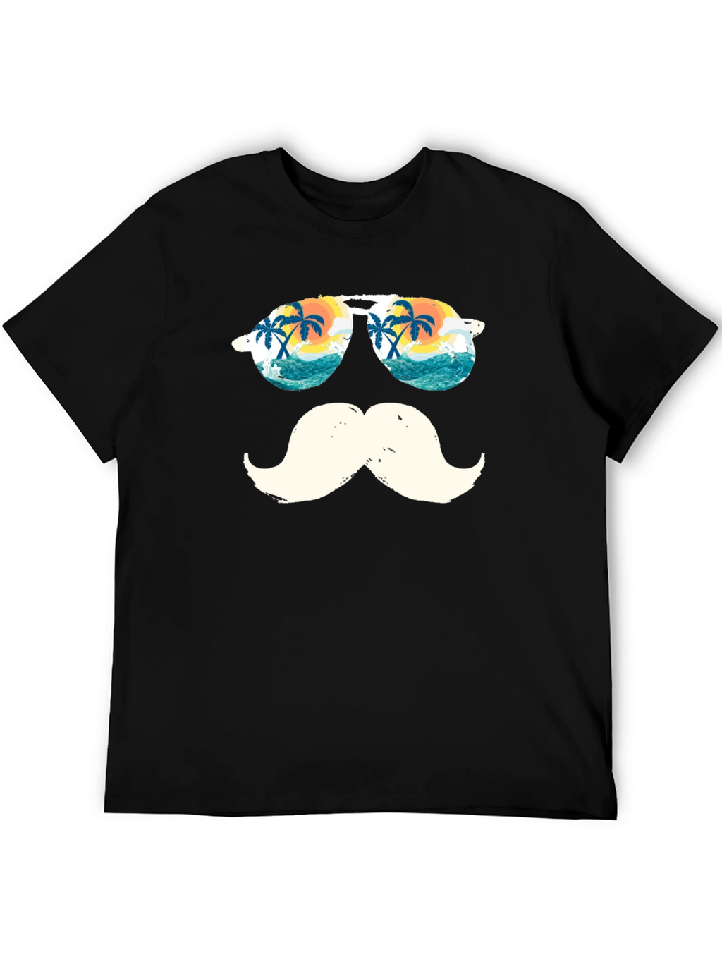 Tropical Mustache T-Shirt - Beach Sunglasses Design