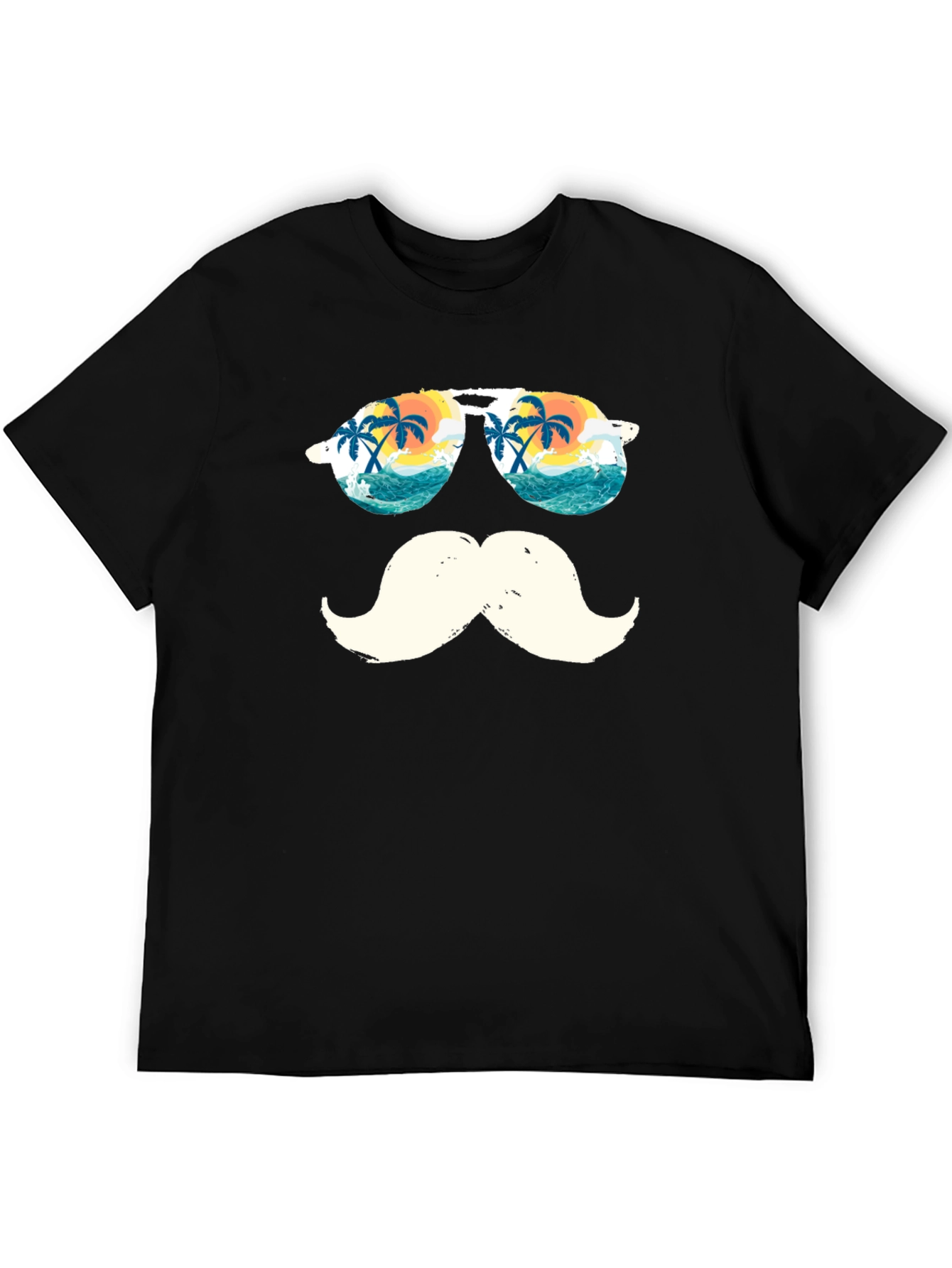 Tropical Mustache T-Shirt - Beach Sunglasses Design