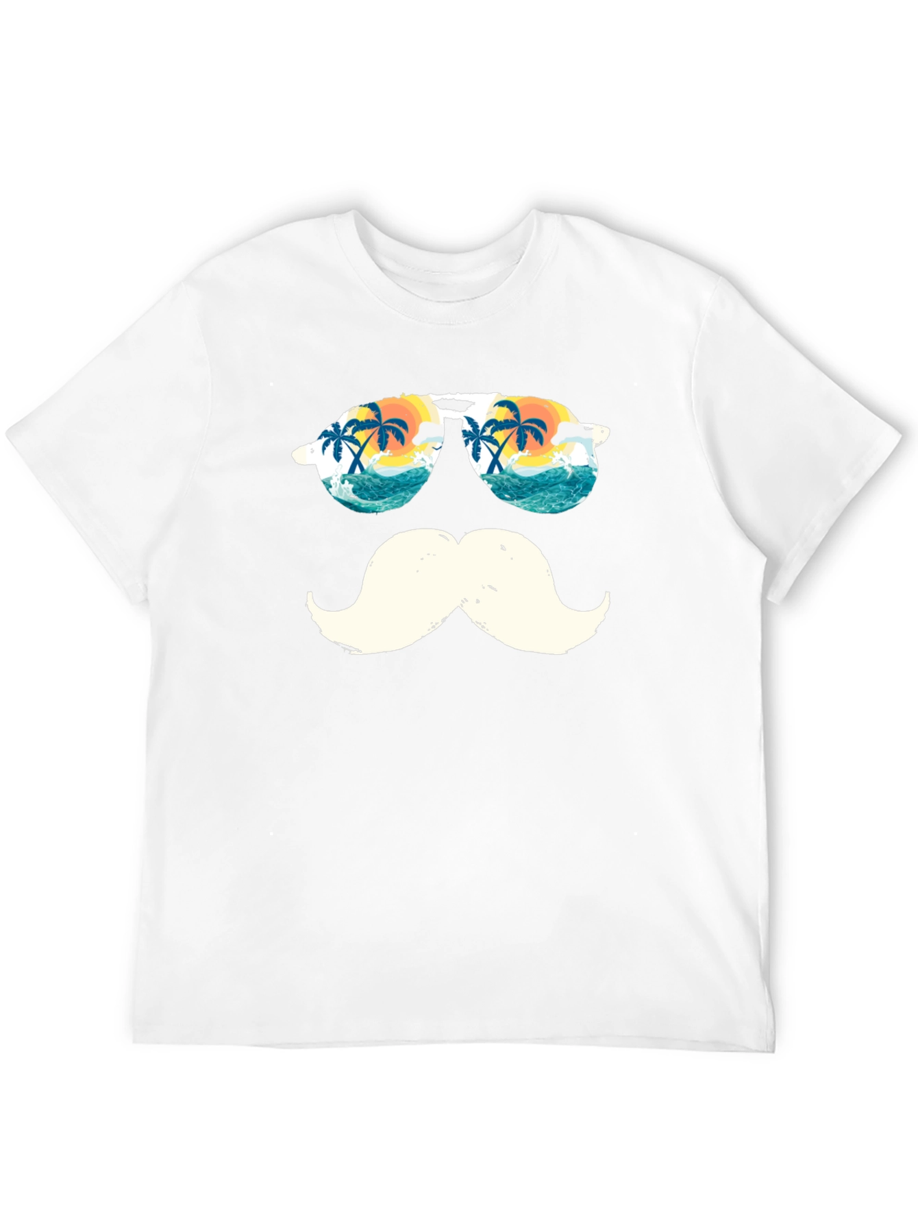 Tropical Mustache T-Shirt - Beach Sunglasses Design