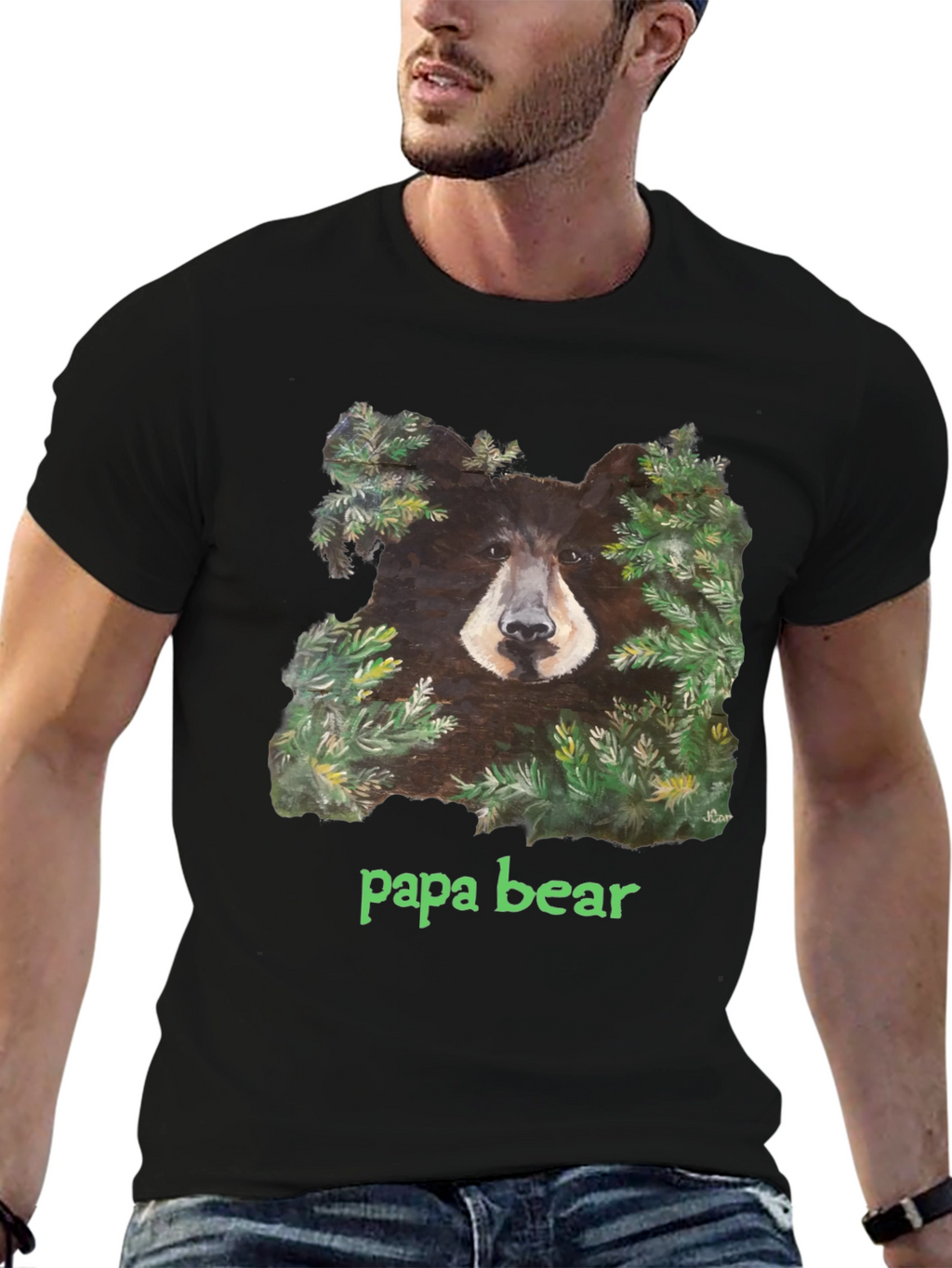 Papa Bear Black T-Shirt