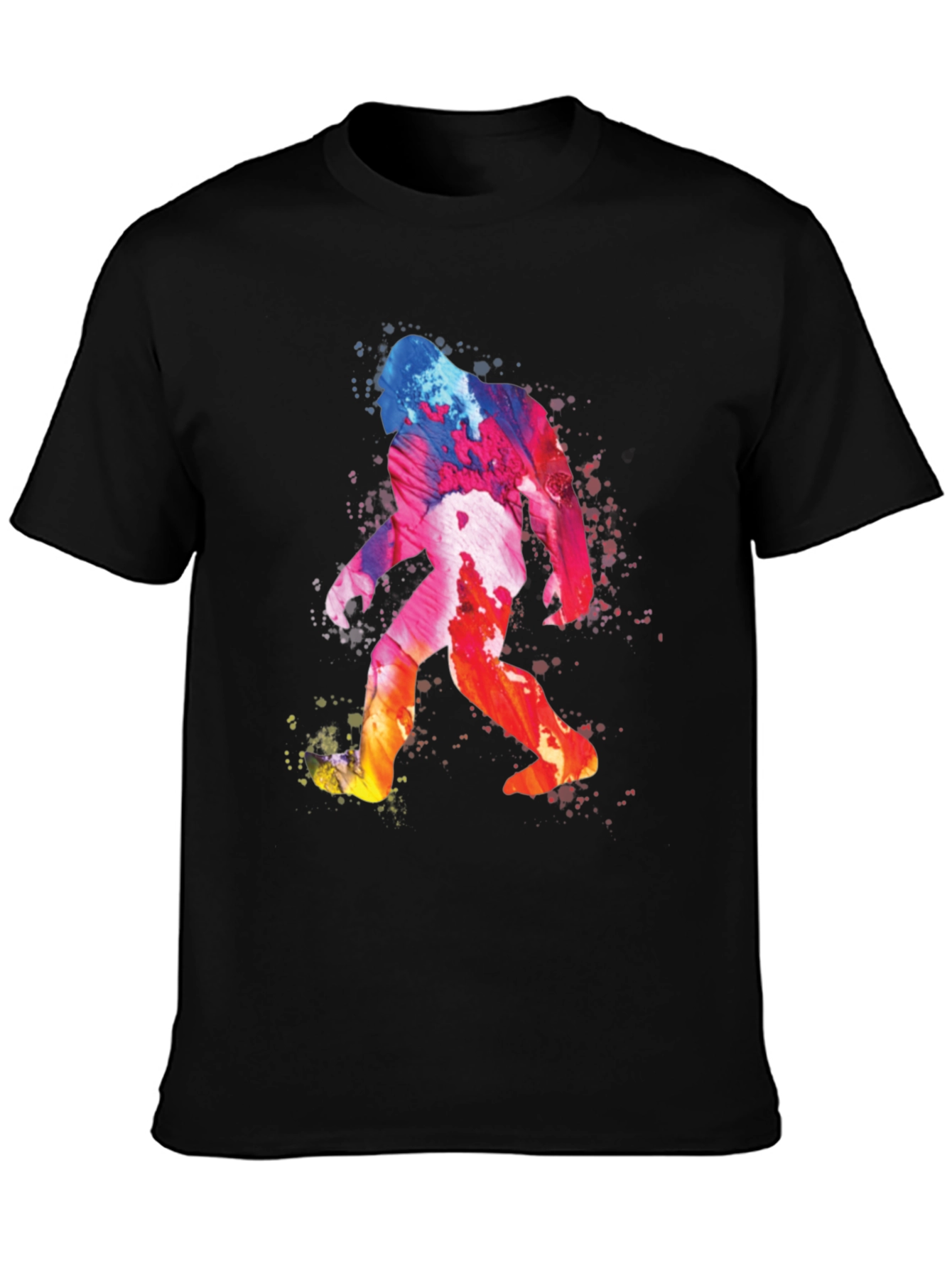 Watercolor Bigfoot Graphic Tee - Black