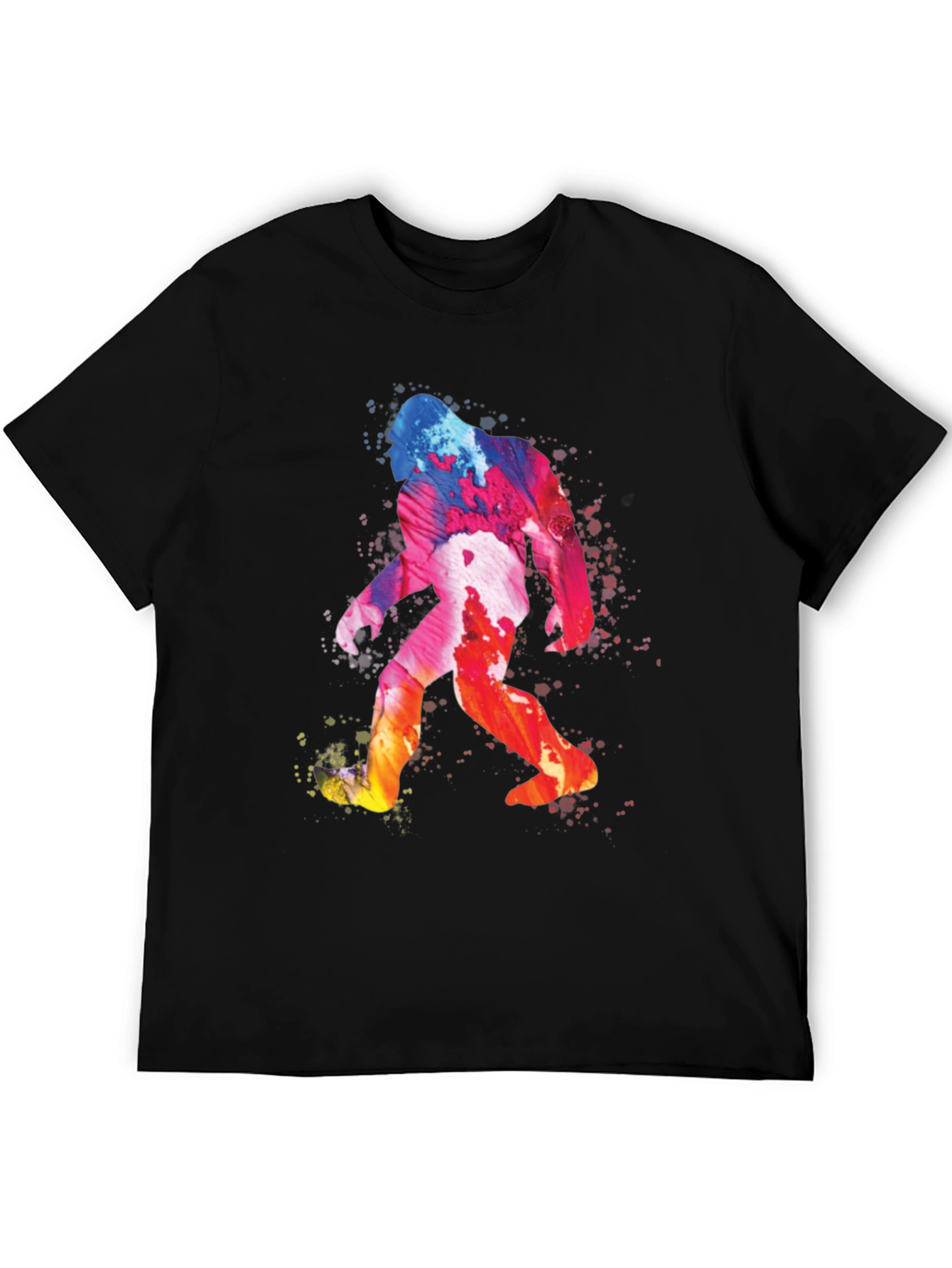 Watercolor Bigfoot Graphic Tee - Black