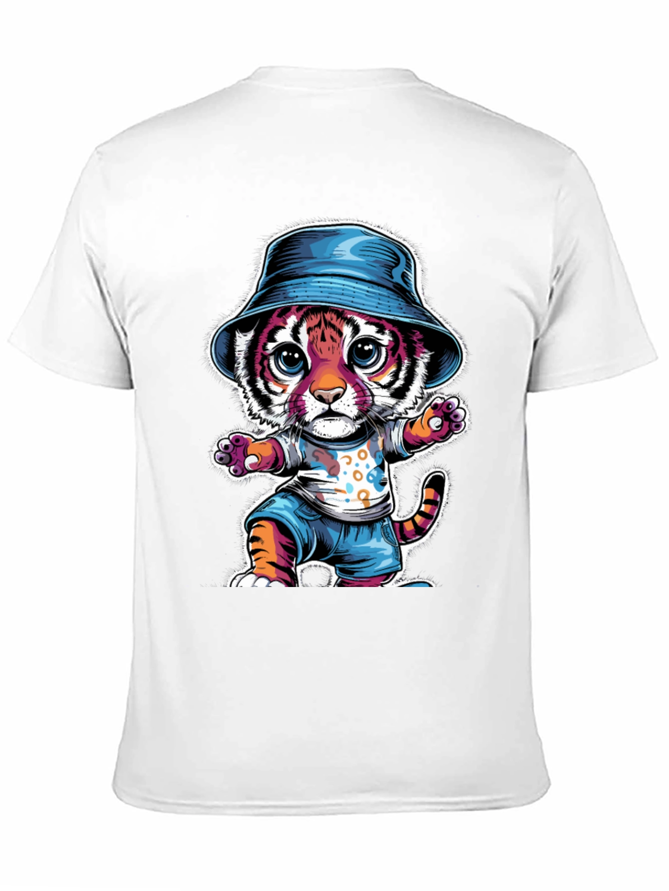 Cool Cat Tee: Cartoon Tiger in Hat