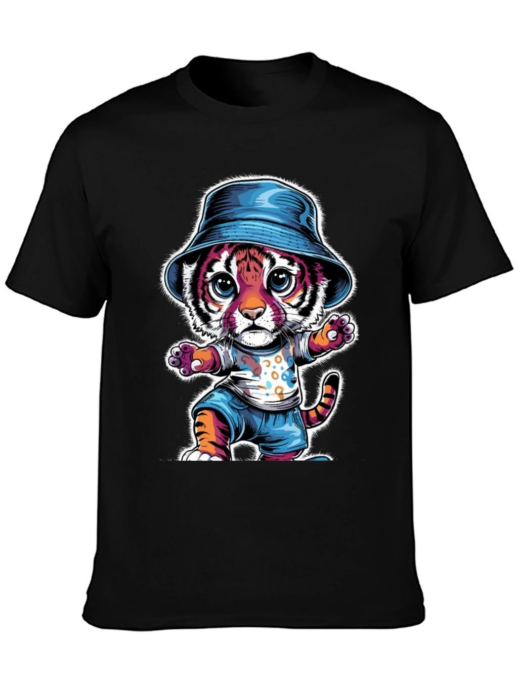 Cool Cat Tee: Cartoon Tiger in Hat