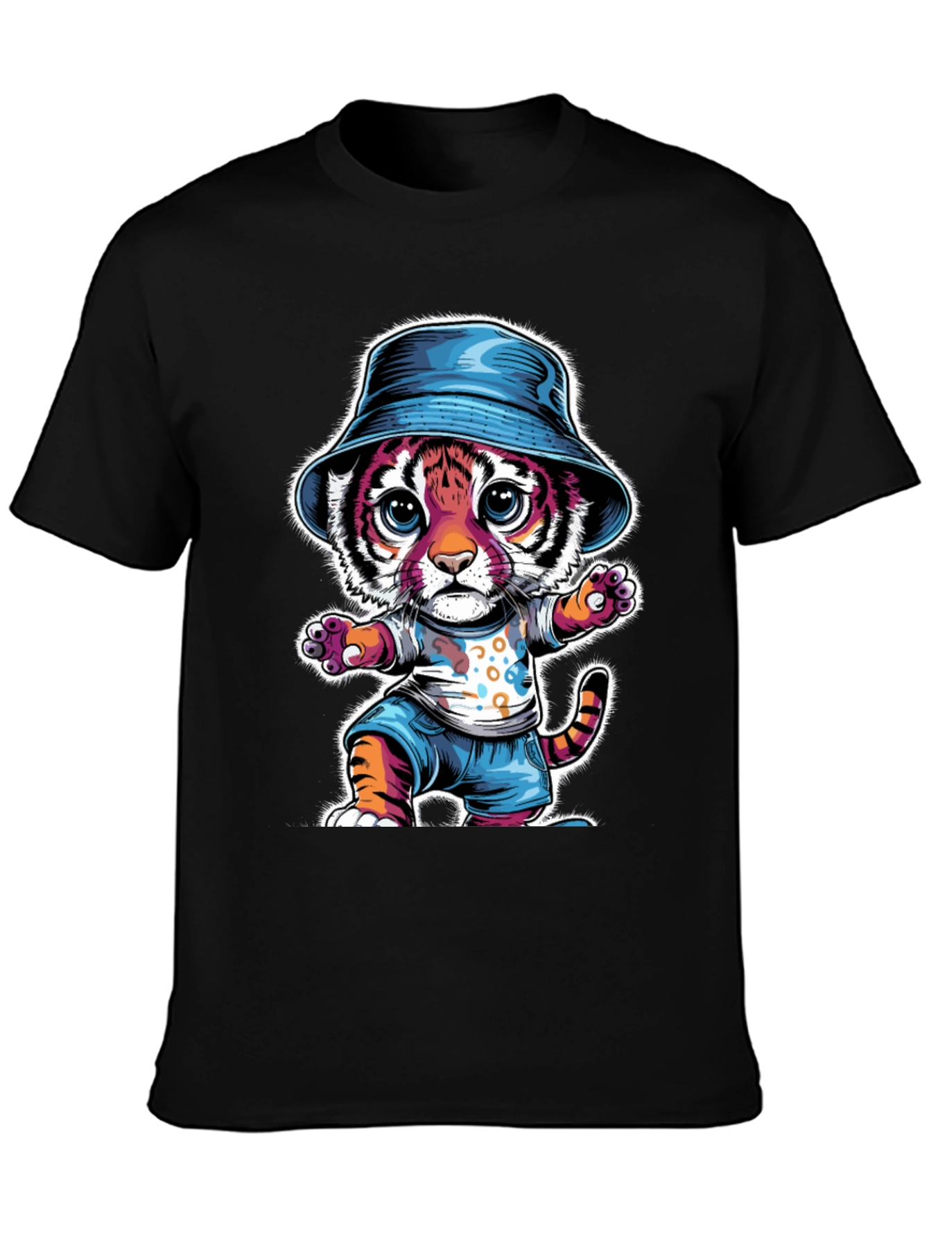 Cool Cat Tee: Cartoon Tiger in Hat