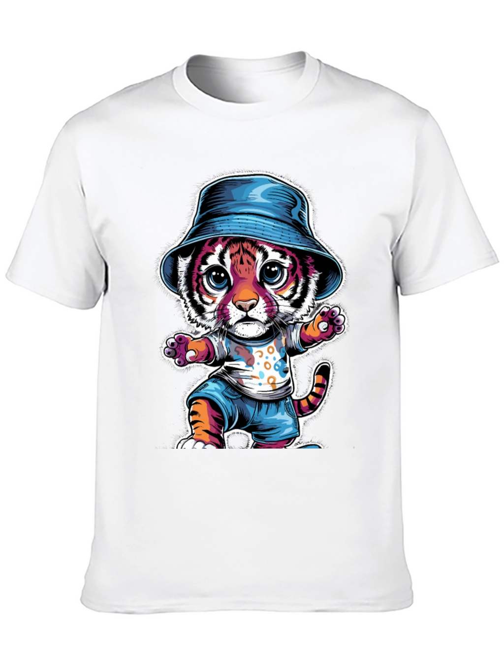Cool Cat Tee: Cartoon Tiger in Hat
