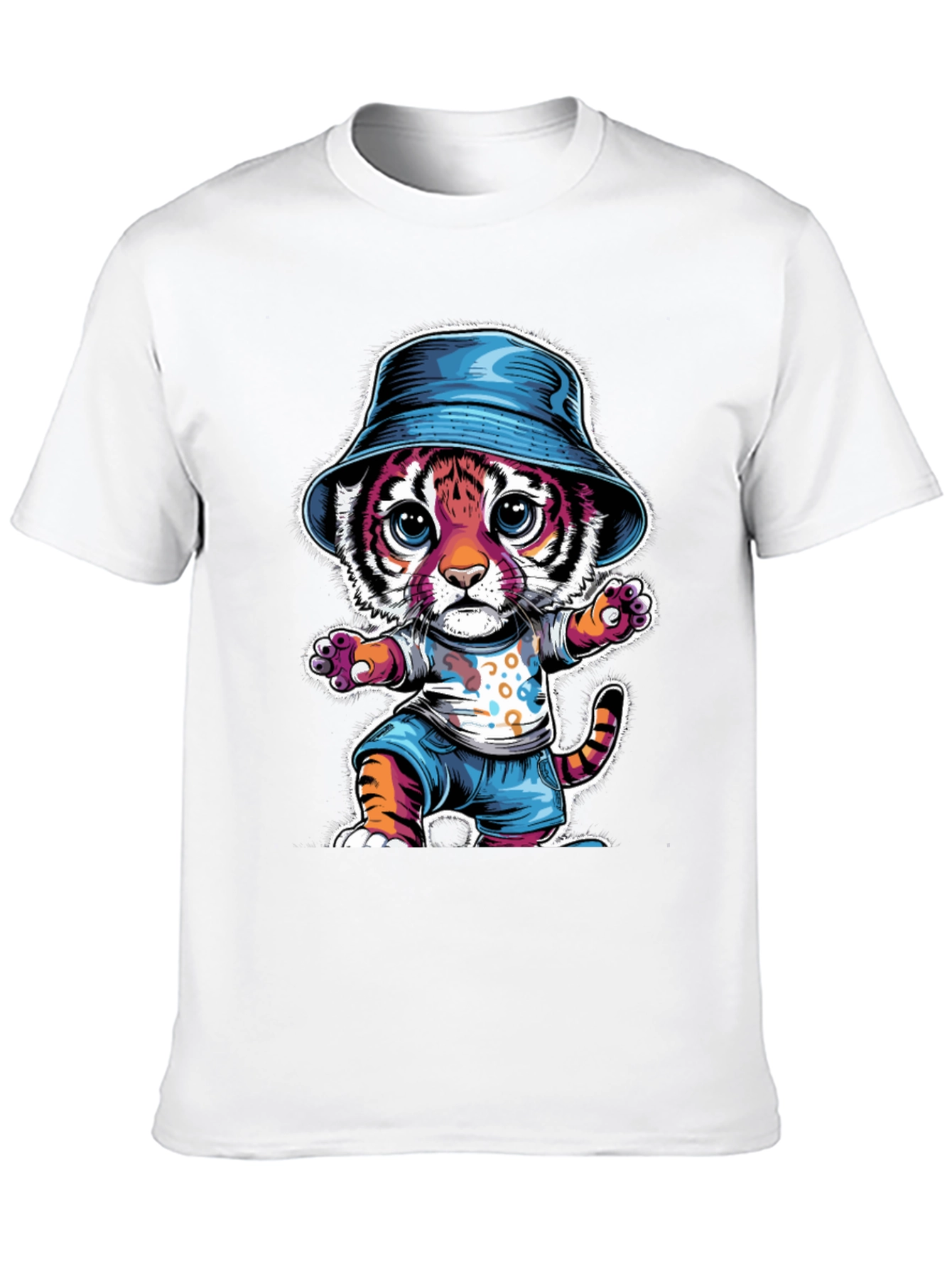 Cool Cat Tee: Cartoon Tiger in Hat