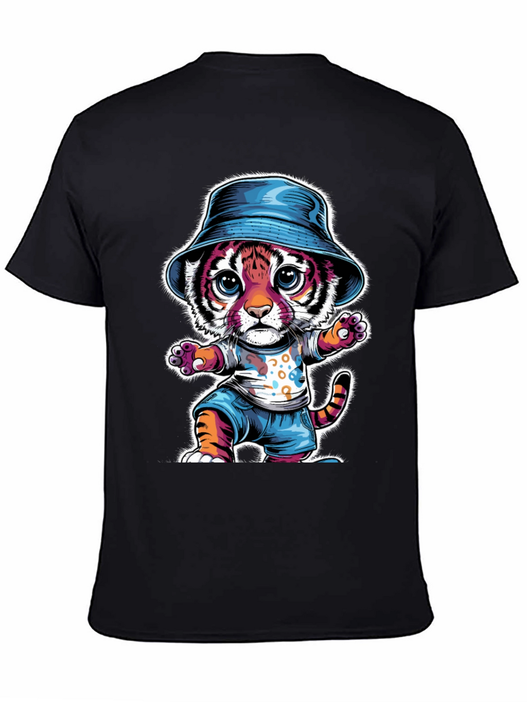 Cool Cat Tee: Cartoon Tiger in Hat