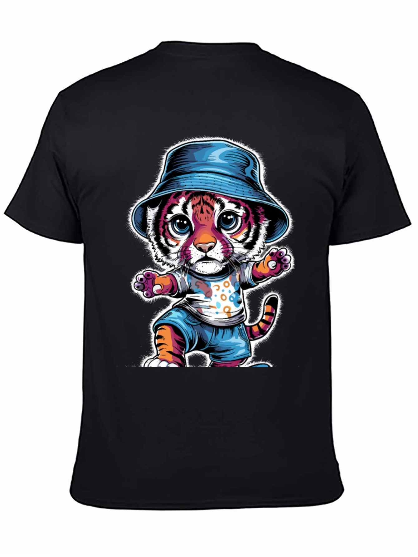 Cool Cat Tee: Cartoon Tiger in Hat