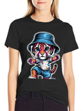Cool Cat Tee: Cartoon Tiger in Hat