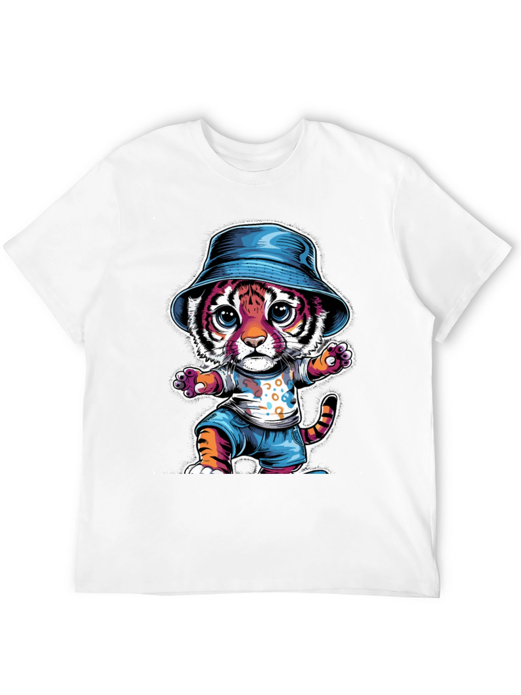 Cool Cat Tee: Cartoon Tiger in Hat