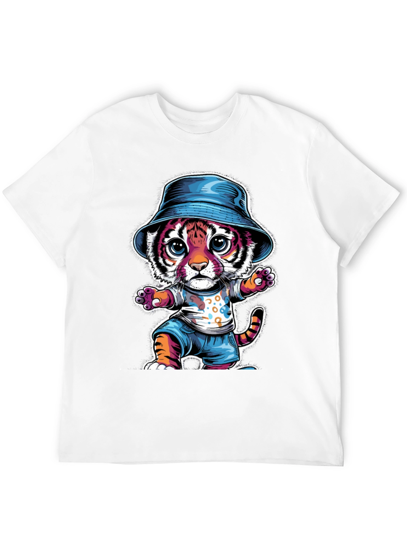 Cool Cat Tee: Cartoon Tiger in Hat