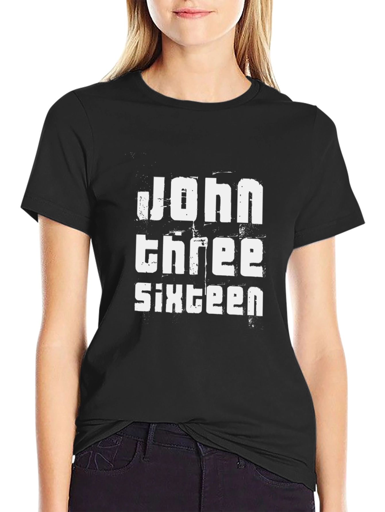 John 3:16 Black Cotton Graphic T-Shirt