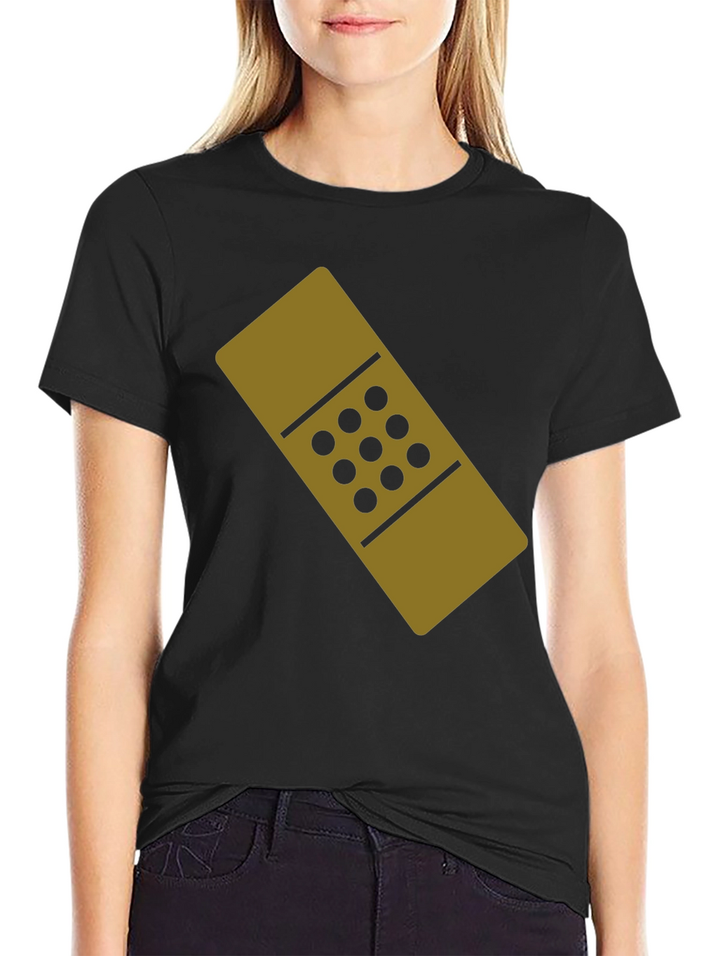 Novelty Band-Aid Graphic T-Shirt - Black Cotton Tee