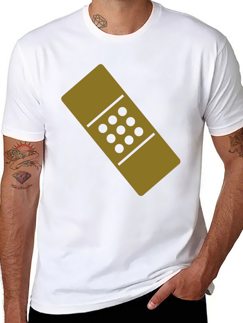 Novelty Band-Aid Graphic T-Shirt - Black Cotton Tee