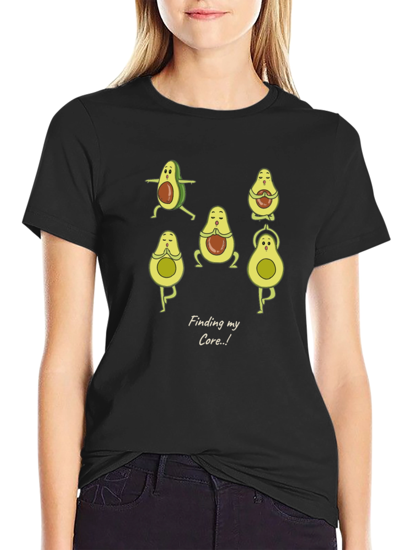 Avocado Yoga Black T-Shirt - Finding My Core