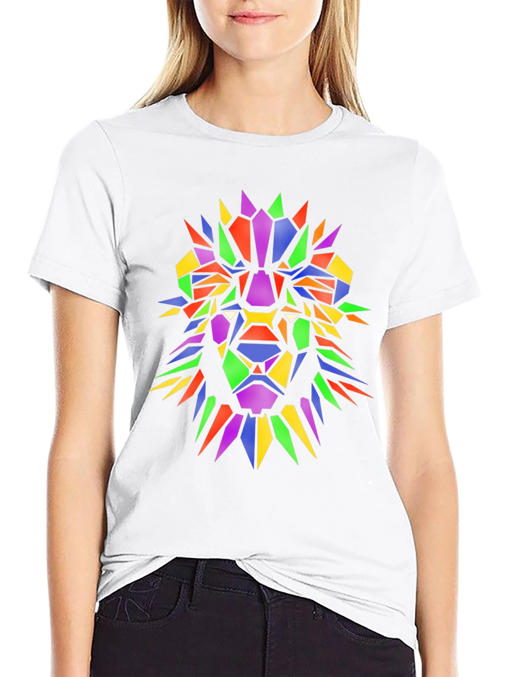 Geometric Lion Graphic Tee - Mens Black T-Shirt