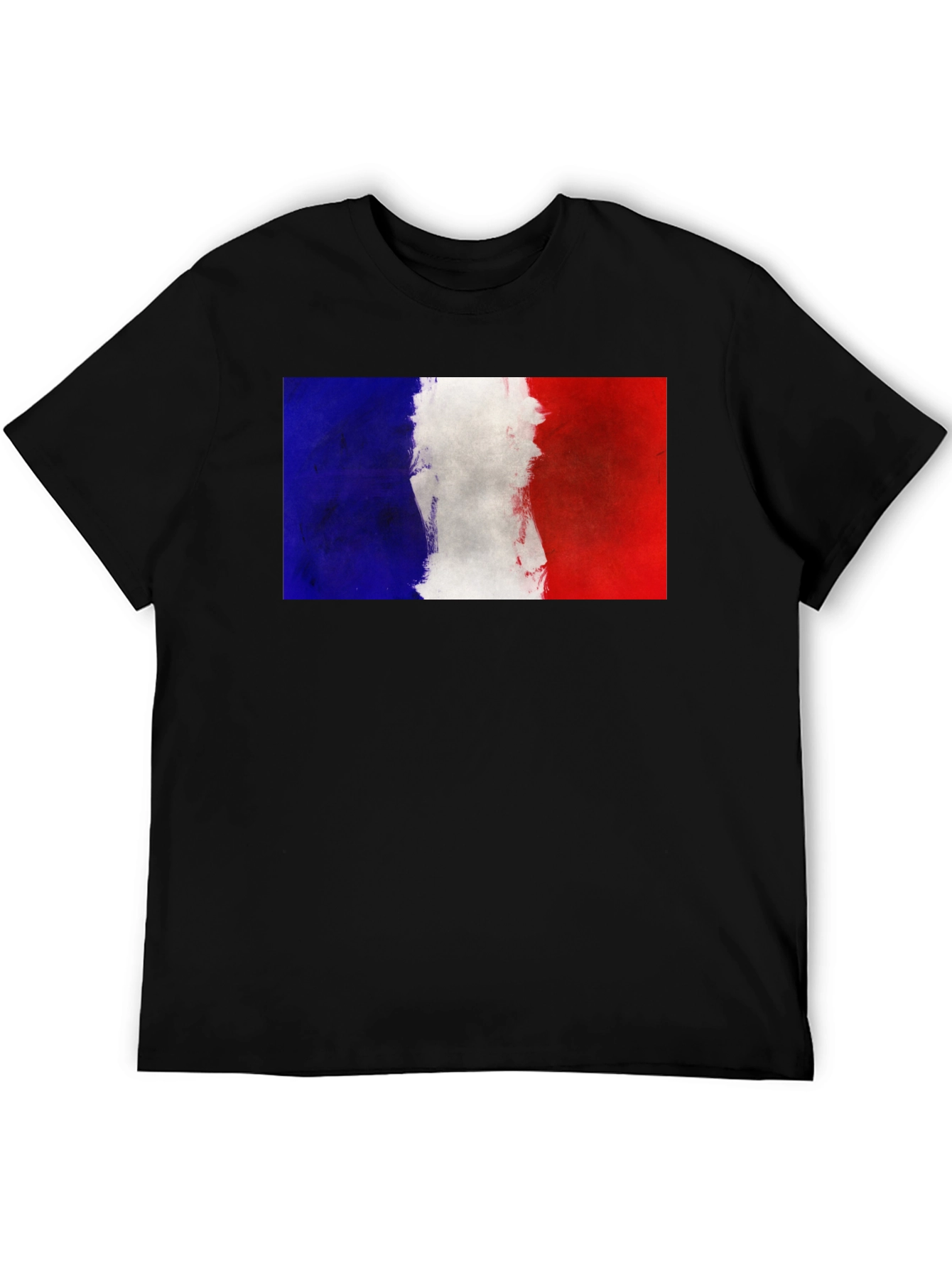 French Flag Graphic Tee - Black Casual T-Shirt