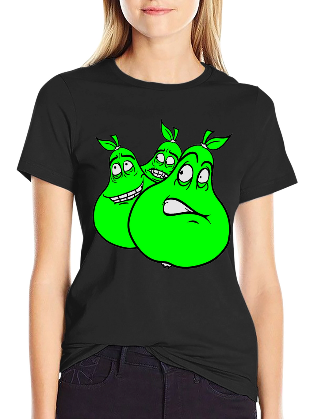 Cartoon Pear Graphic Tee - Funny Fruit T-Shirt