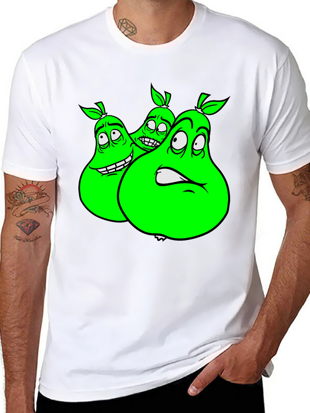 Cartoon Pear Graphic Tee - Funny Fruit T-Shirt