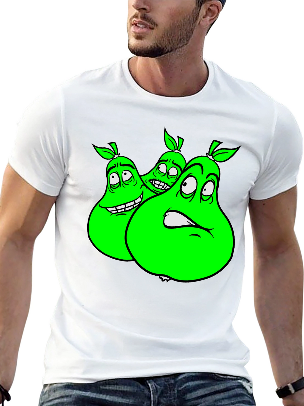 Cartoon Pear Graphic Tee - Funny Fruit T-Shirt