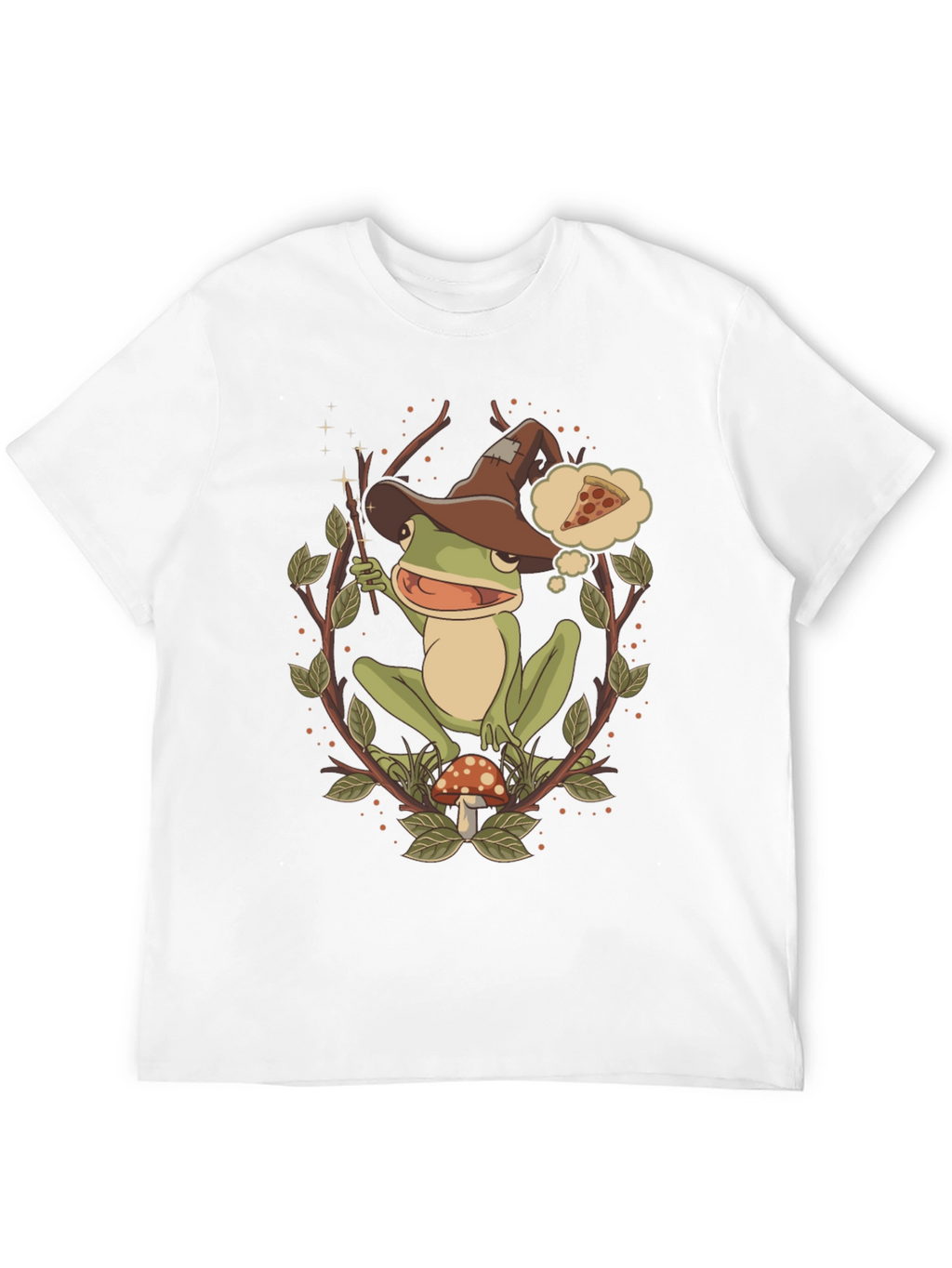 Wizard Frog Graphic Tee - Enchanted Pizza Dream