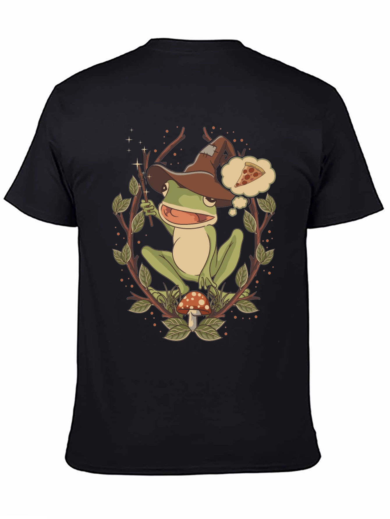 Wizard Frog Graphic Tee - Enchanted Pizza Dream