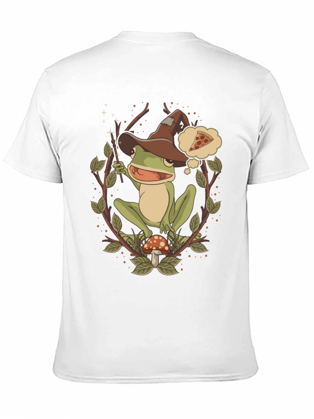 Wizard Frog Graphic Tee - Enchanted Pizza Dream