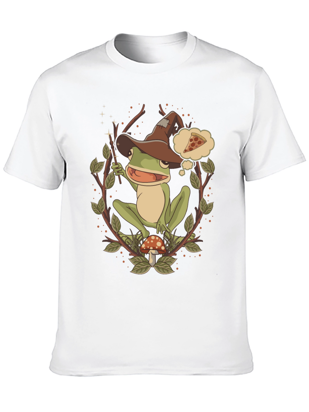 Wizard Frog Graphic Tee - Enchanted Pizza Dream
