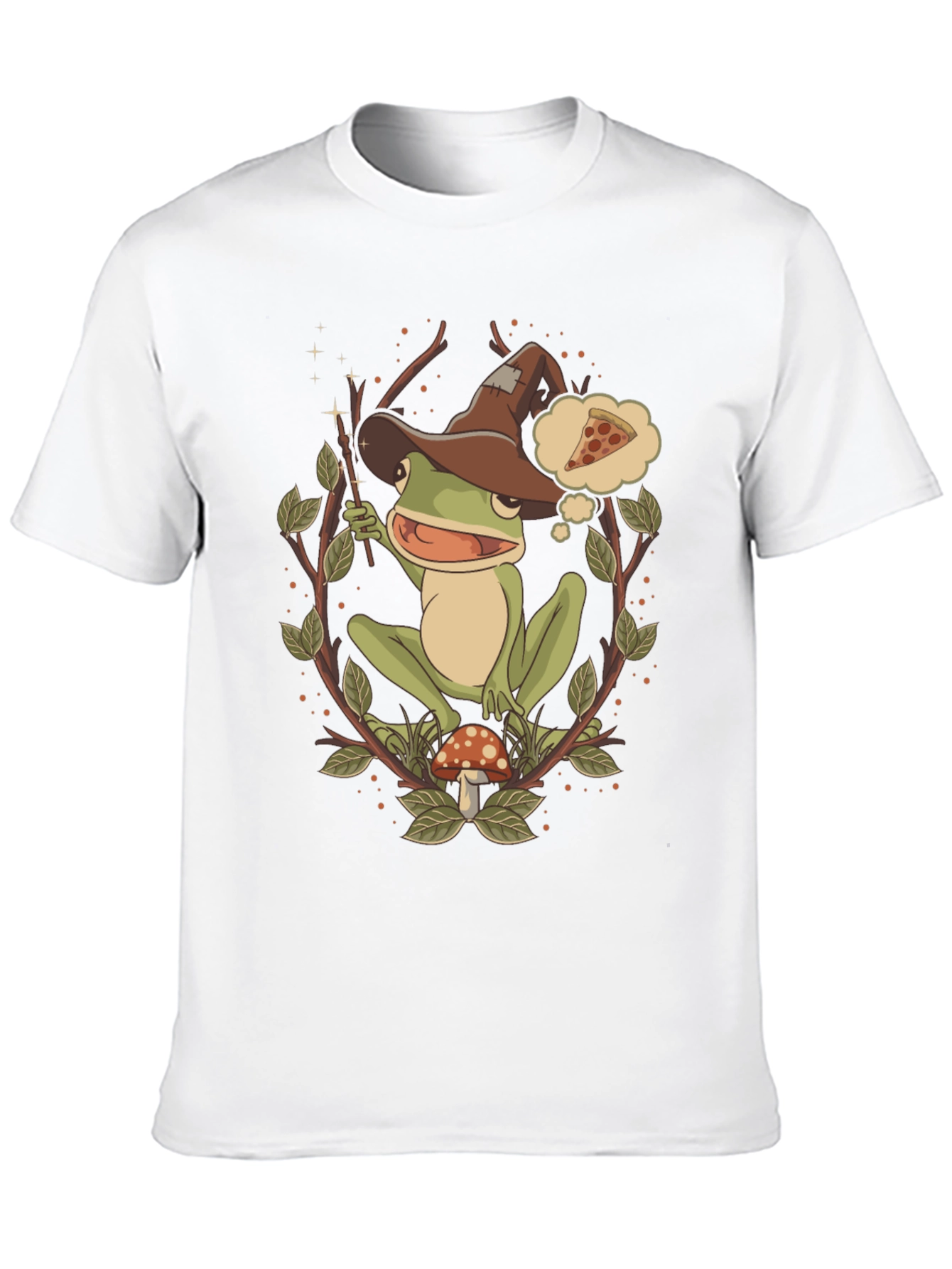 Wizard Frog Graphic Tee - Enchanted Pizza Dream