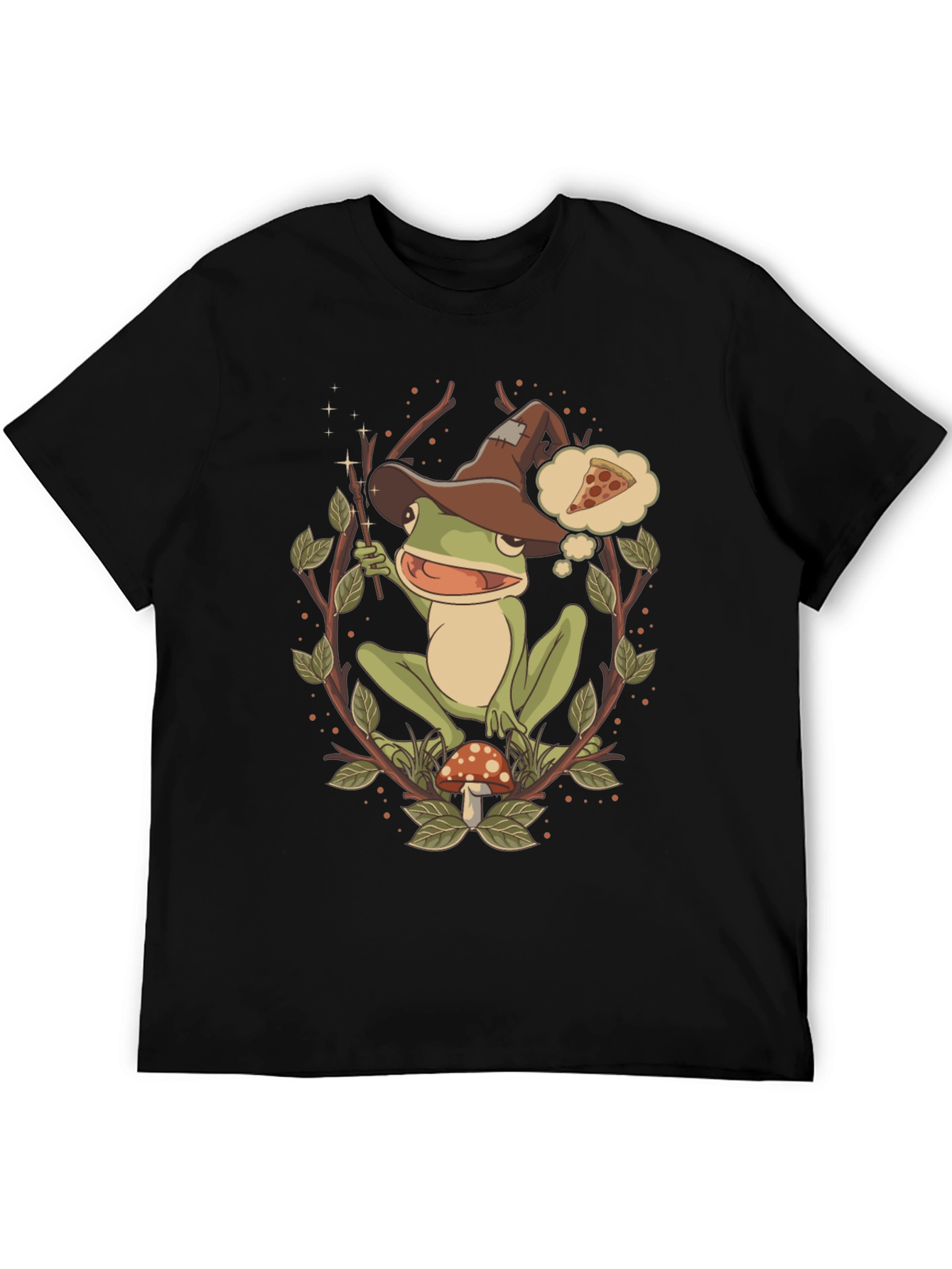 Wizard Frog Graphic Tee - Enchanted Pizza Dream