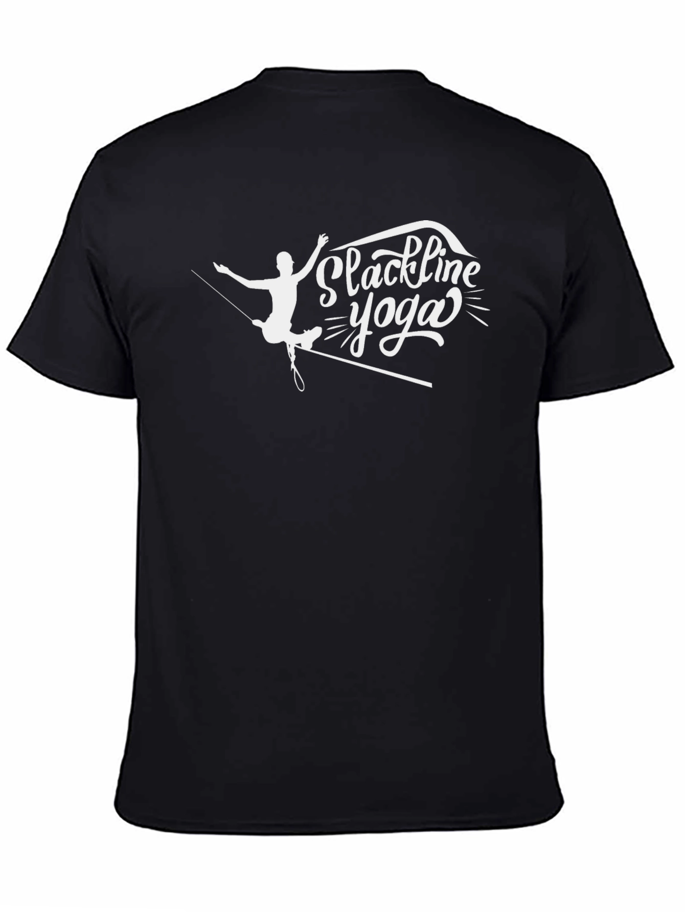 Slackline Yoga Graphic T-Shirt - Black Cotton Blend