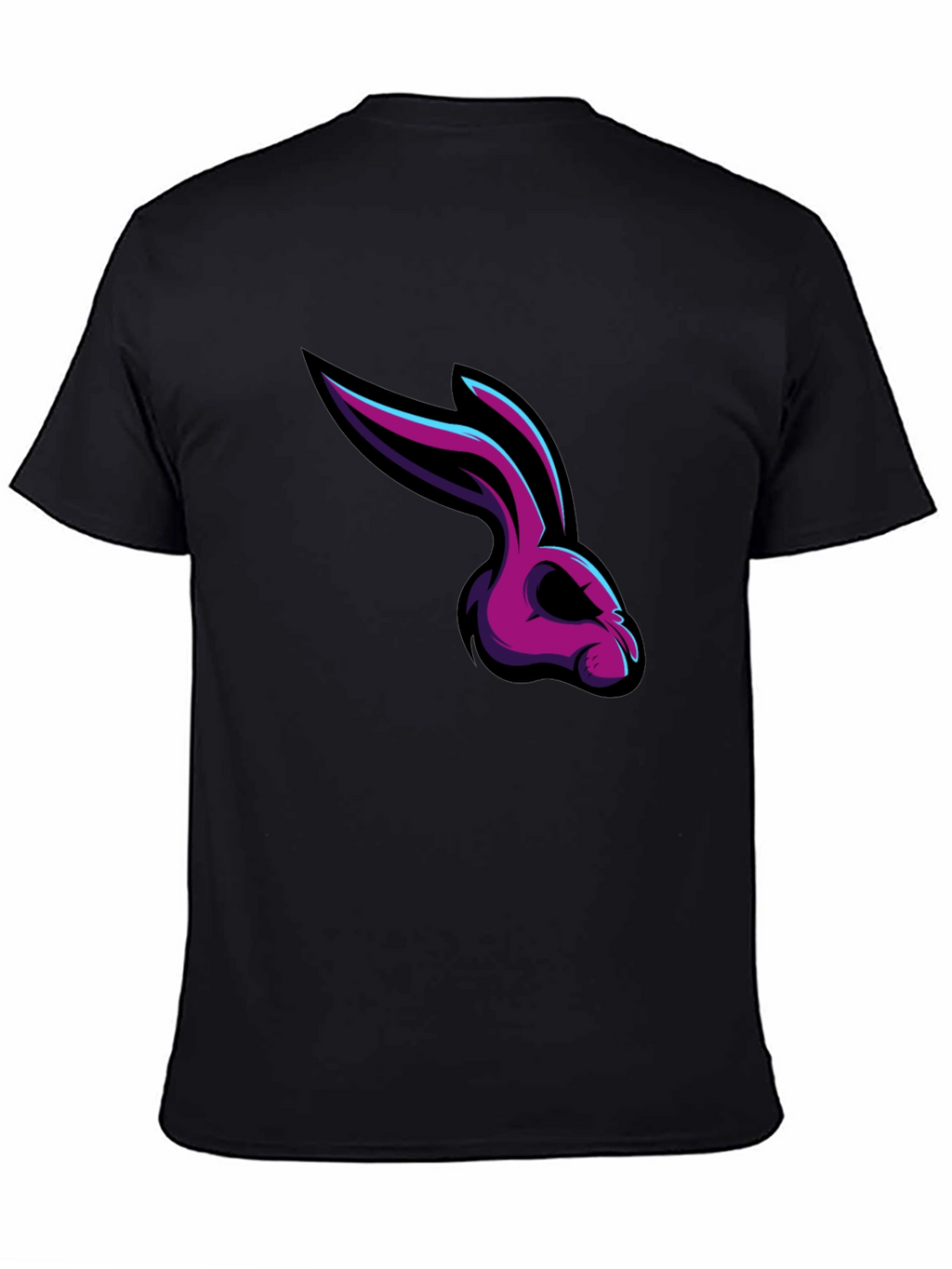 Mens Black T-Shirt with Rabbit Graphic