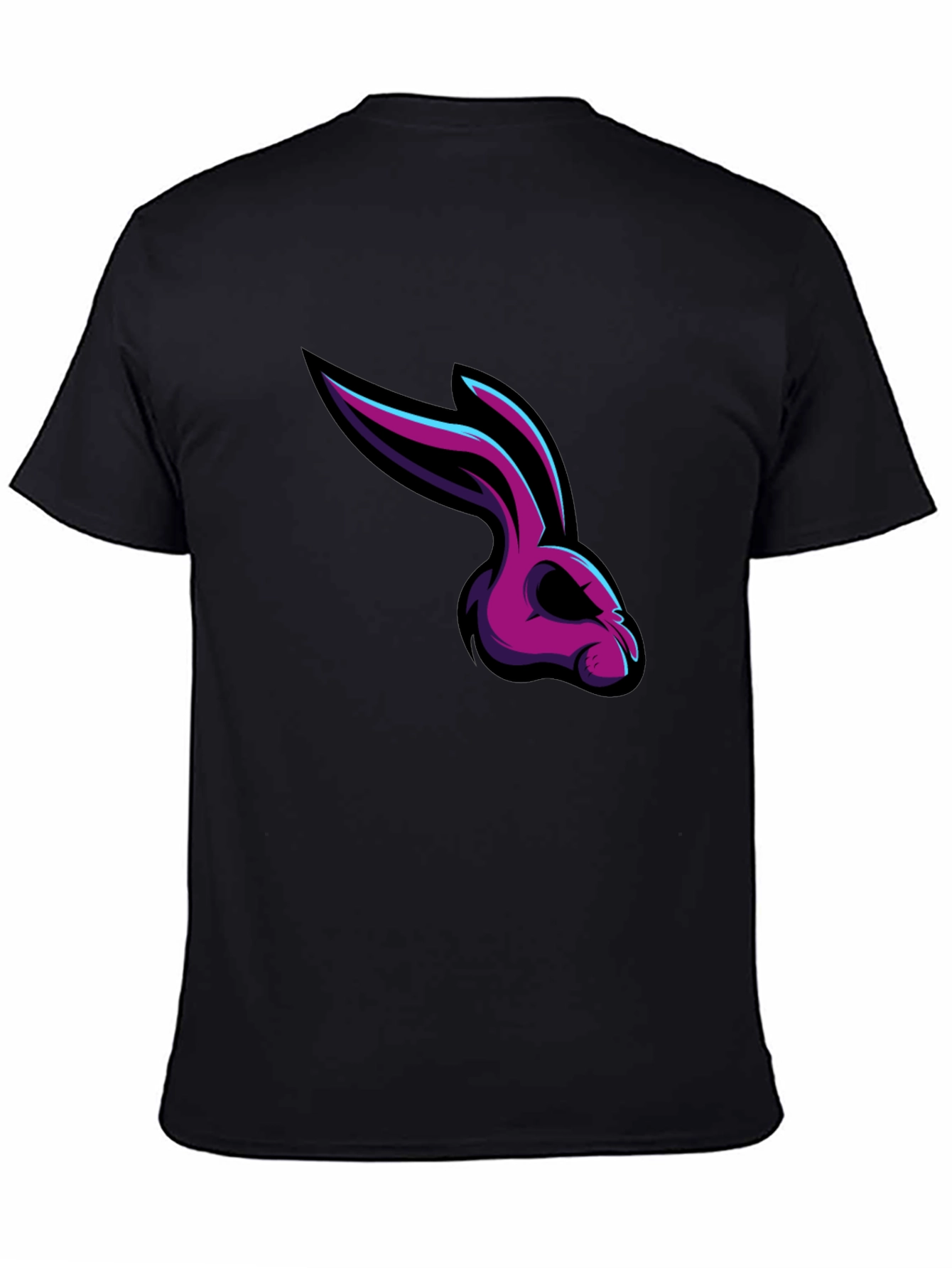 Mens Black T-Shirt with Rabbit Graphic