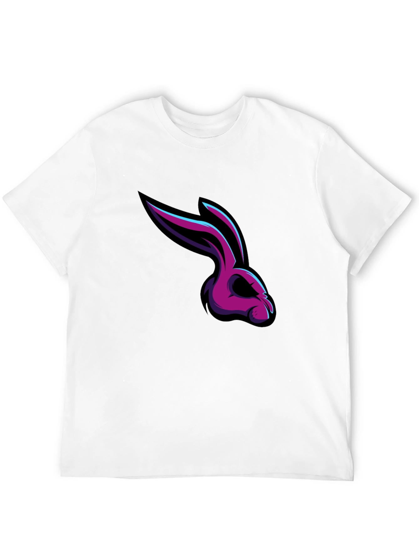 Mens Black T-Shirt with Rabbit Graphic