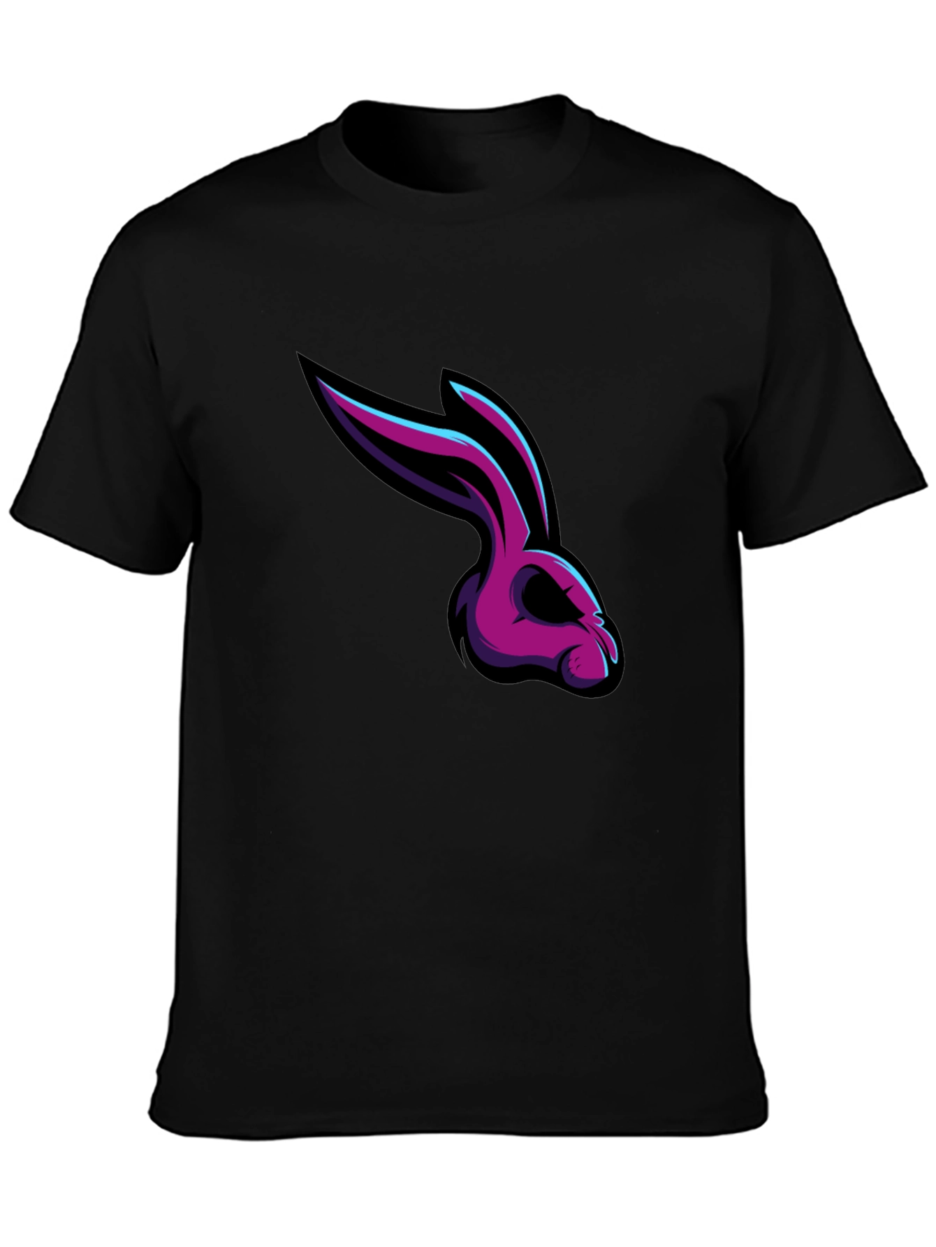 Mens Black T-Shirt with Rabbit Graphic