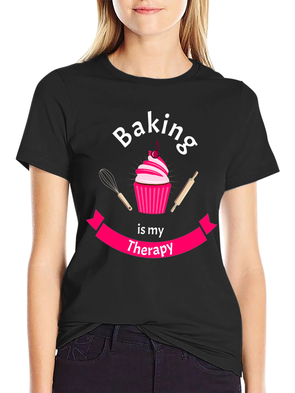 Baking is My Therapy T-Shirt - Cupcake Design