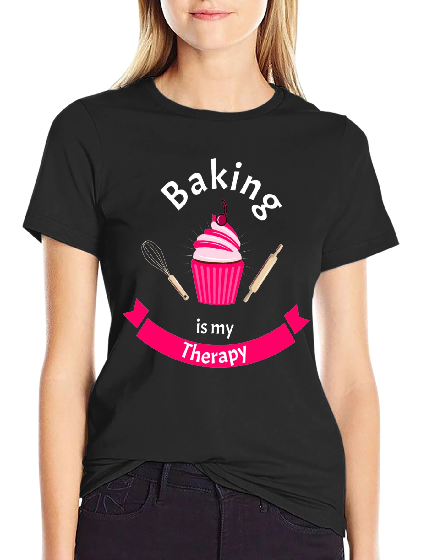 Baking is My Therapy T-Shirt - Cupcake Design