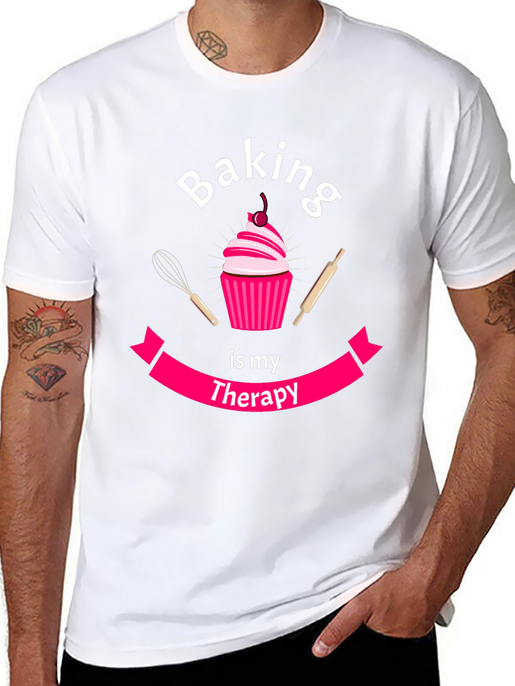Baking is My Therapy T-Shirt - Cupcake Design