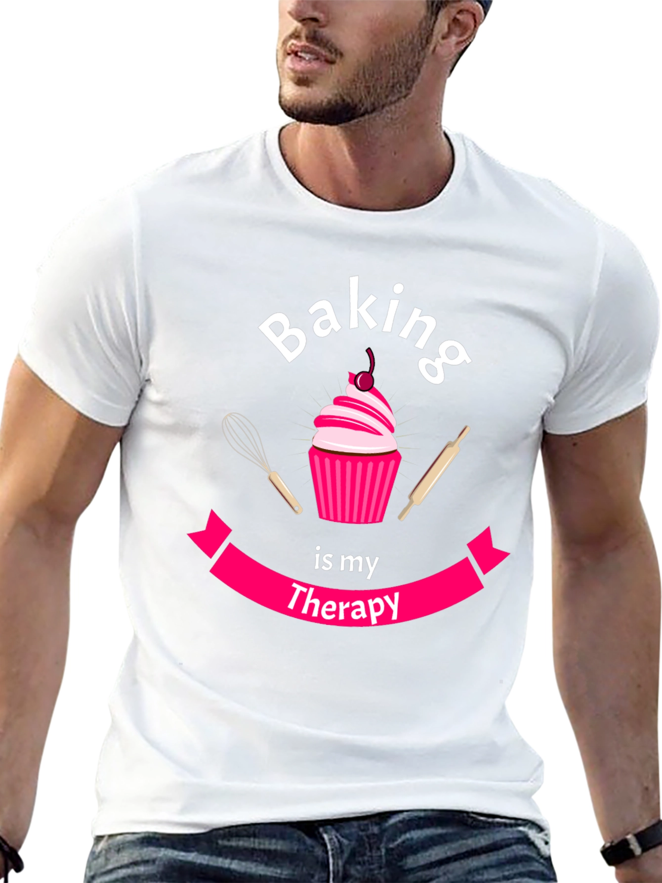 Baking is My Therapy T-Shirt - Cupcake Design