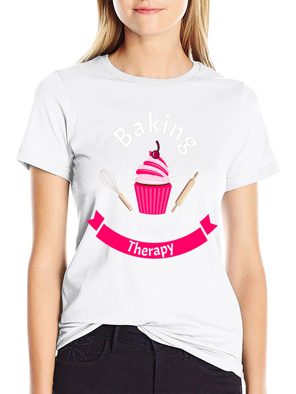 Baking is My Therapy T-Shirt - Cupcake Design