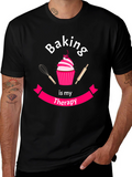 Baking is My Therapy T-Shirt - Cupcake Design