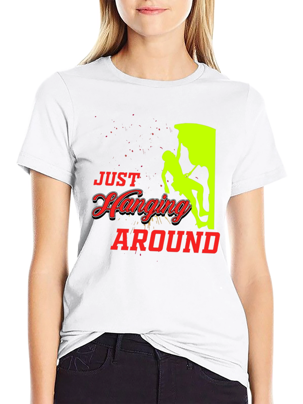 Just Hanging Around Black T-Shirt Climbing Design