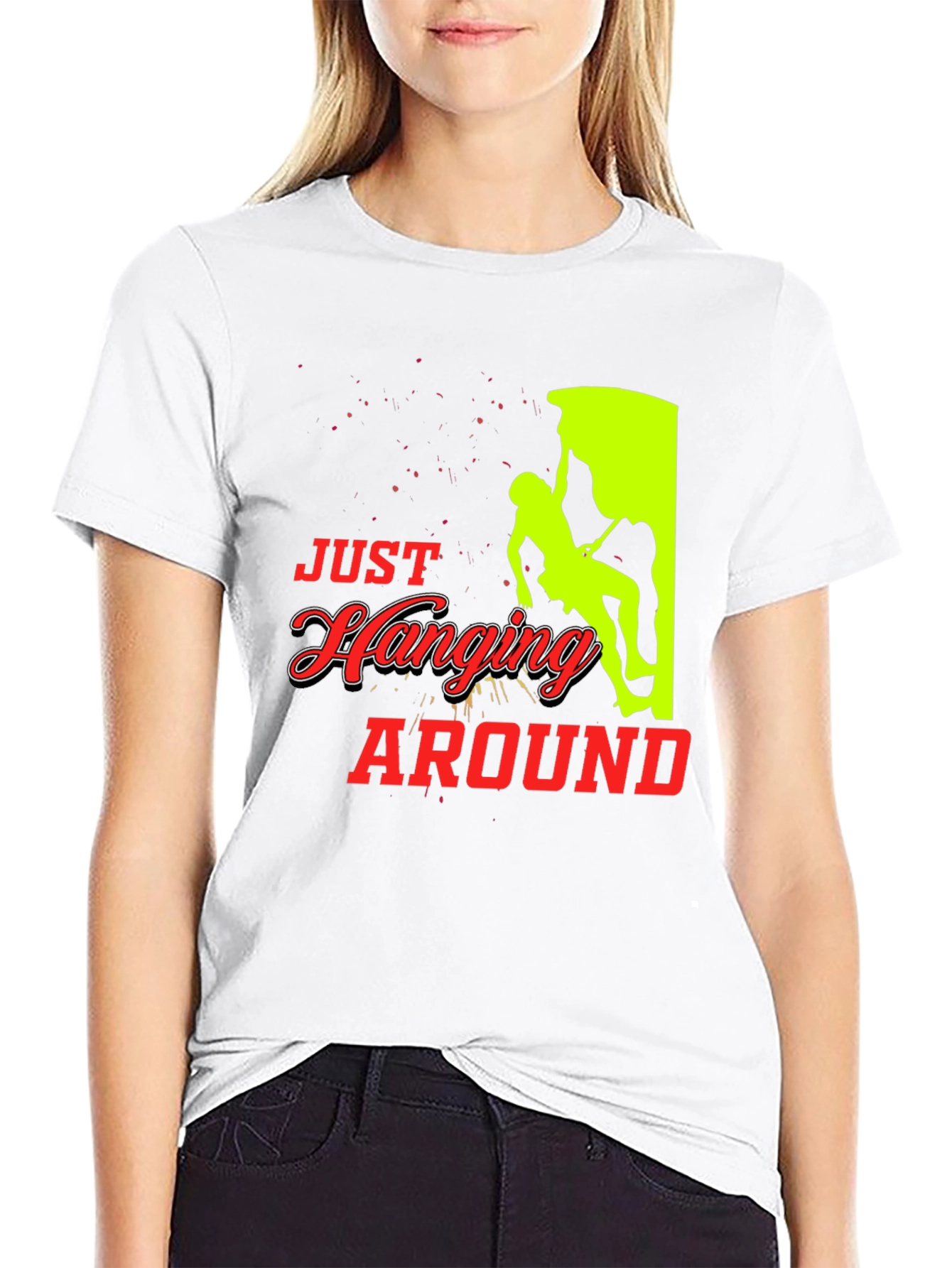Just Hanging Around Black T-Shirt Climbing Design