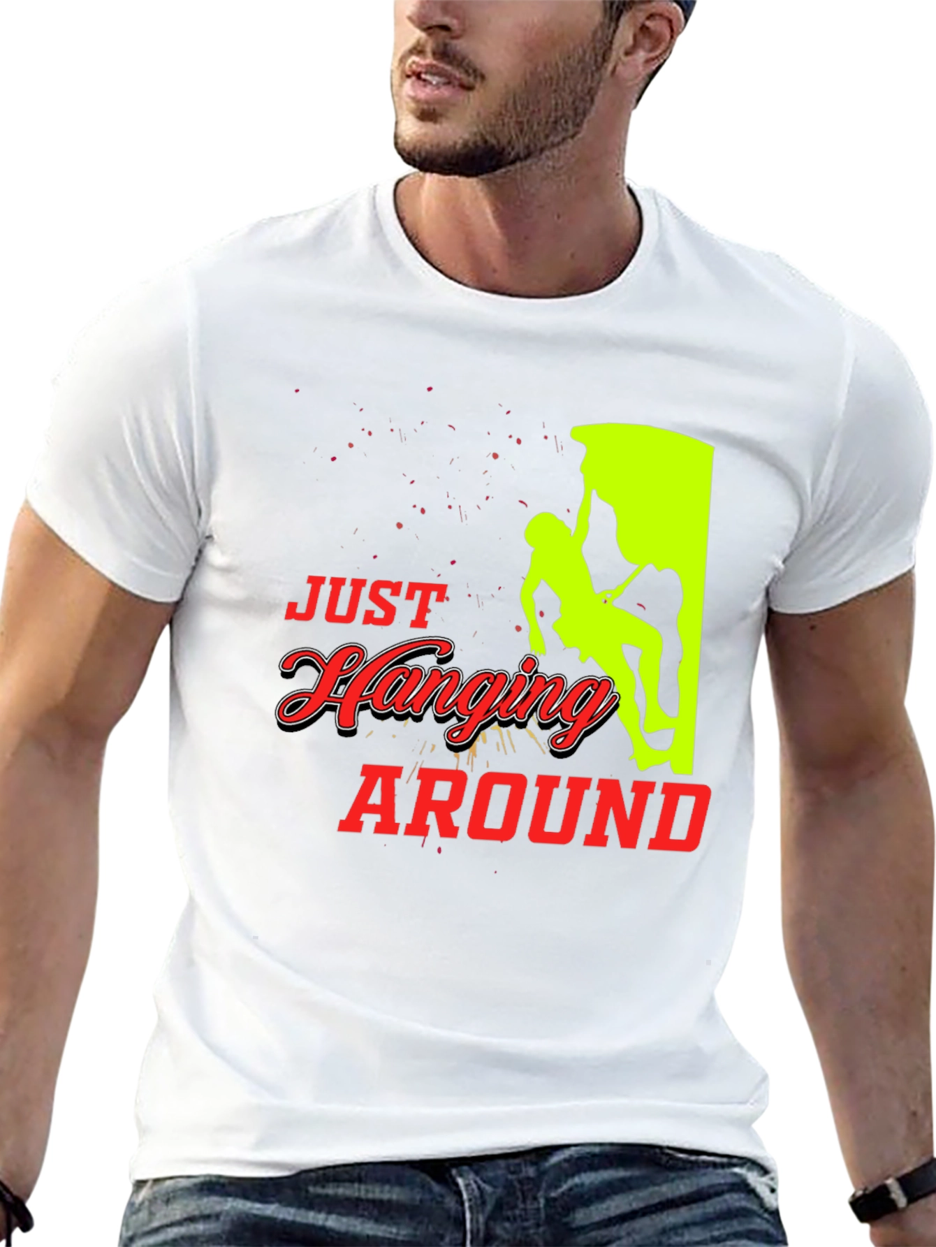 Just Hanging Around Black T-Shirt Climbing Design