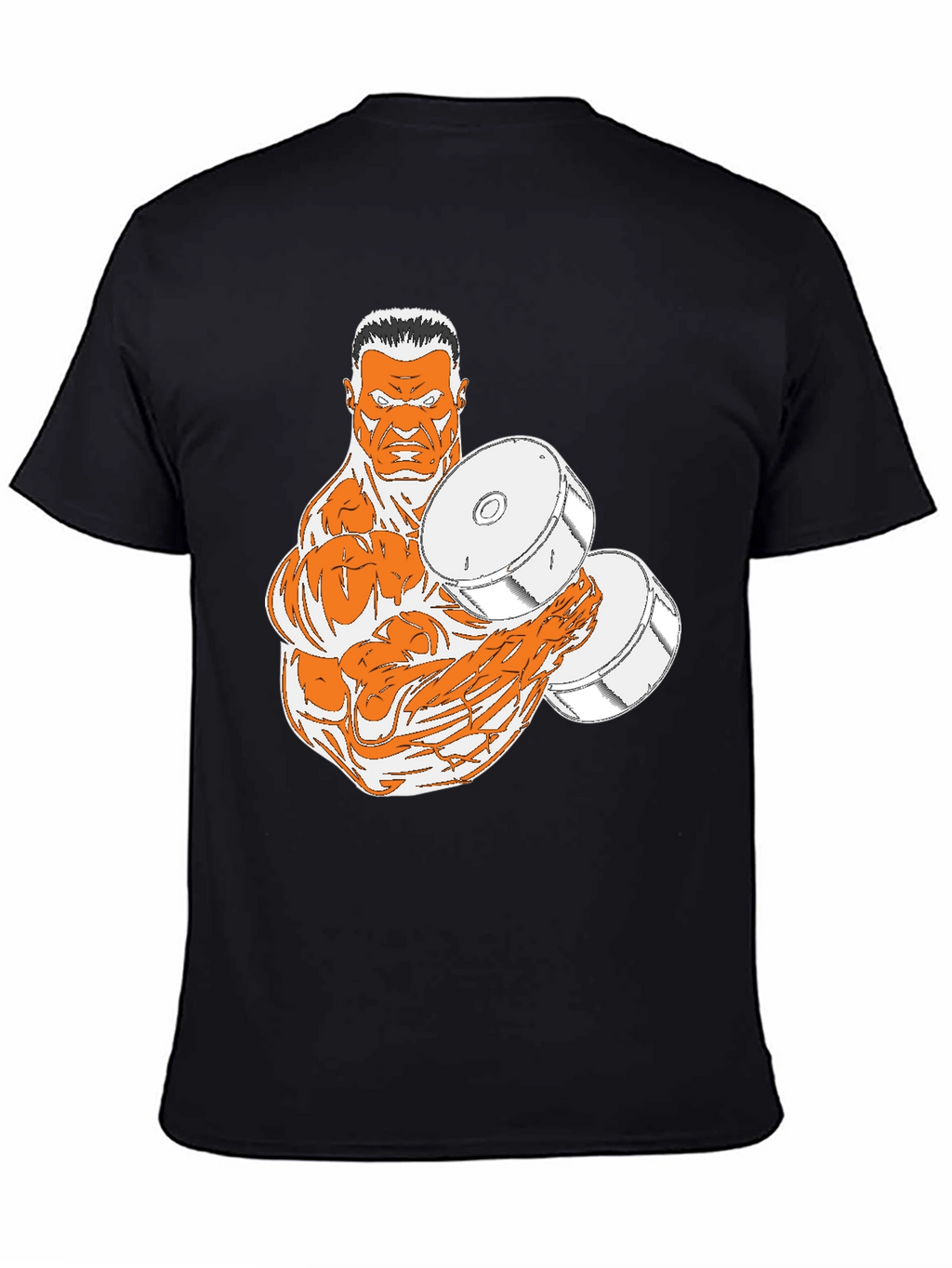 Black T-Shirt with Muscular Weightlifter Design